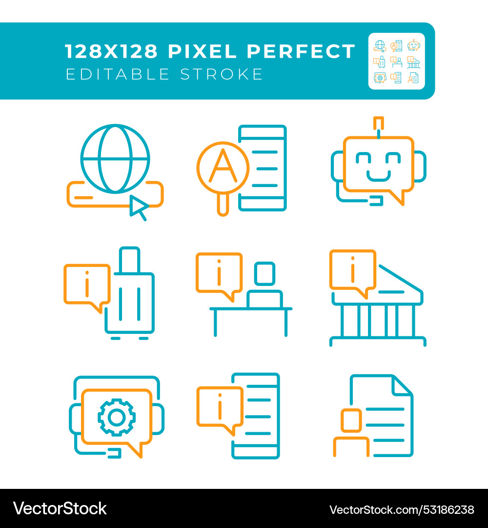 Informational help two color line icons set Informational help two color line icons set vector image