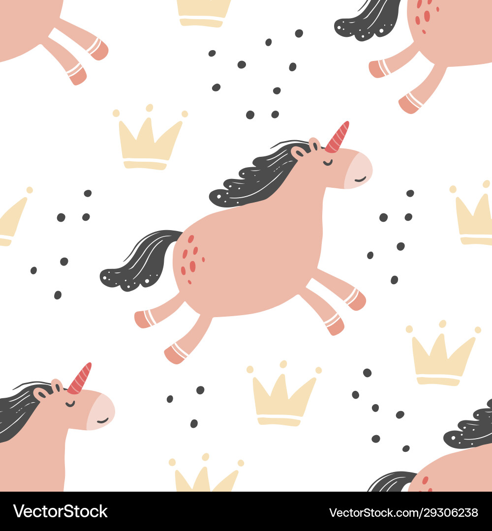 Magic pink unicorn seamless pattern Vector Image