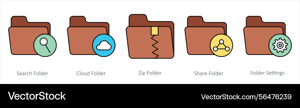 A set of folder icons as search cloud vector image