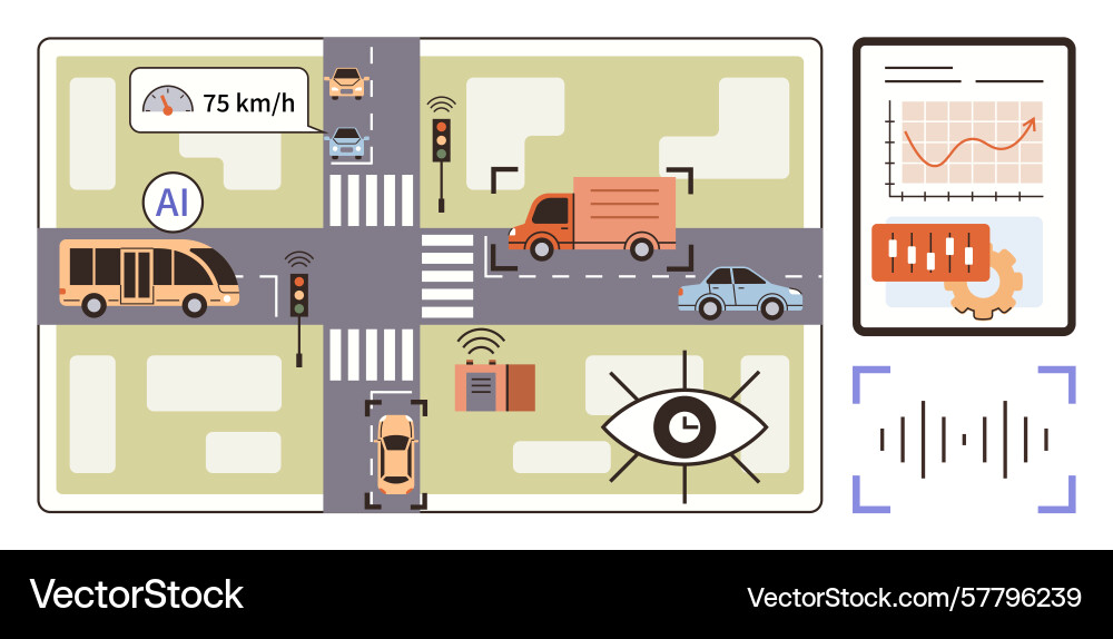 Ai-powered smart traffic system optimizing vector image