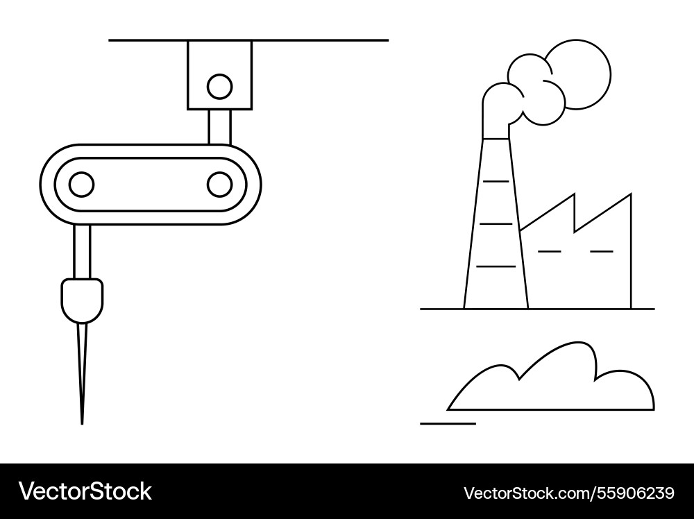 Automated manufacturing process with robot arm Automated manufacturing process with robot arm Vector Image