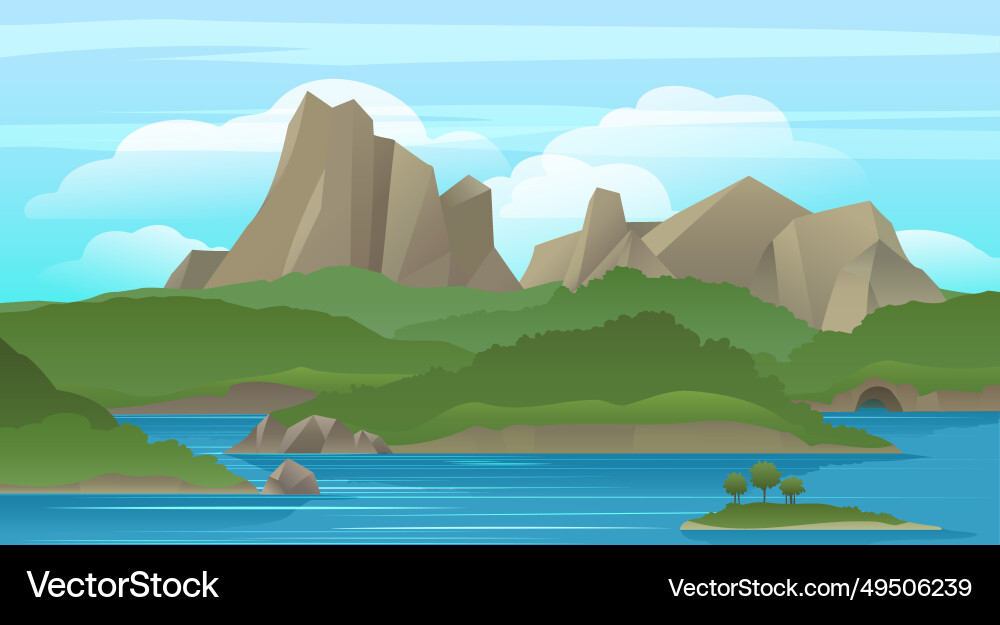 Berg Frühling Landschaft Vektorbild