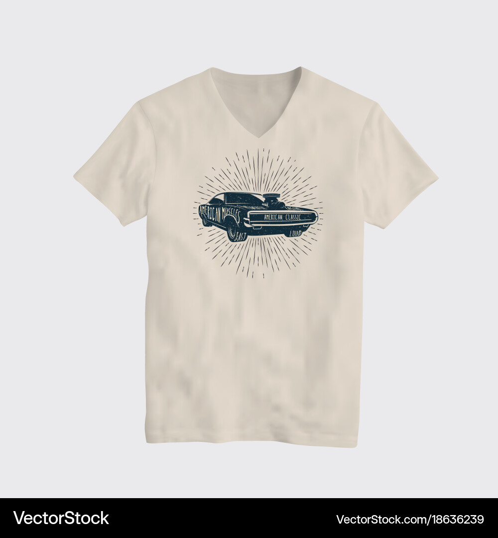 Classic Muscle Car T-Shirt Vector Image