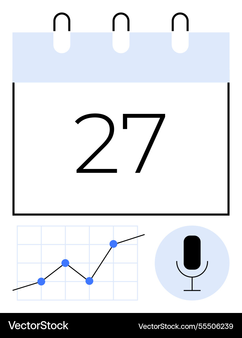 Date analytics progress and audio recording Vector Image
