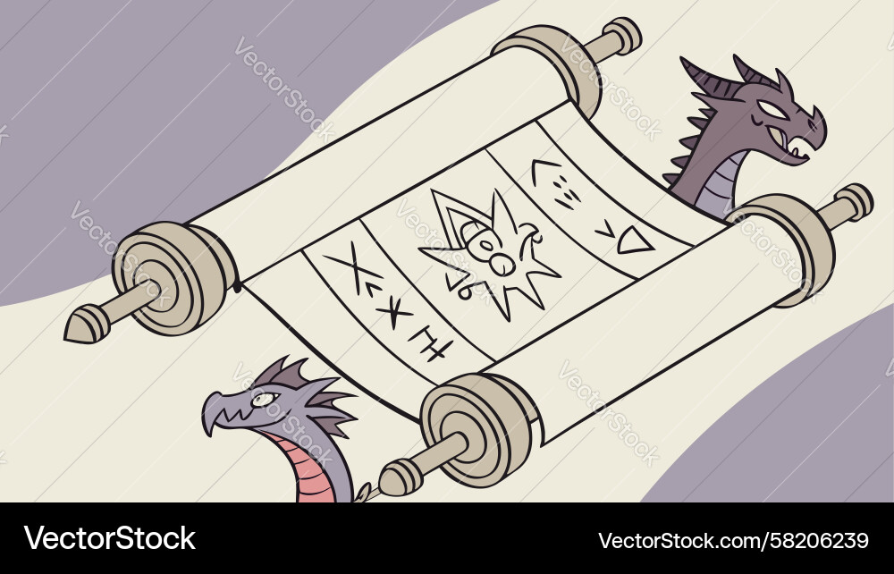 Dragon Scroll with Esoteric Symbols Vector Image