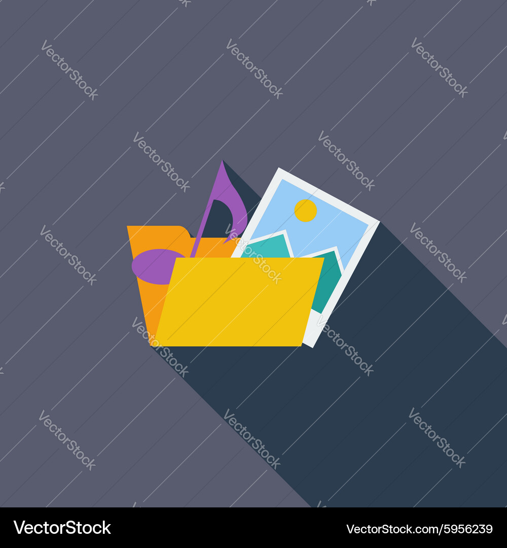 Flat Folder Icon with Shadow Vector Image