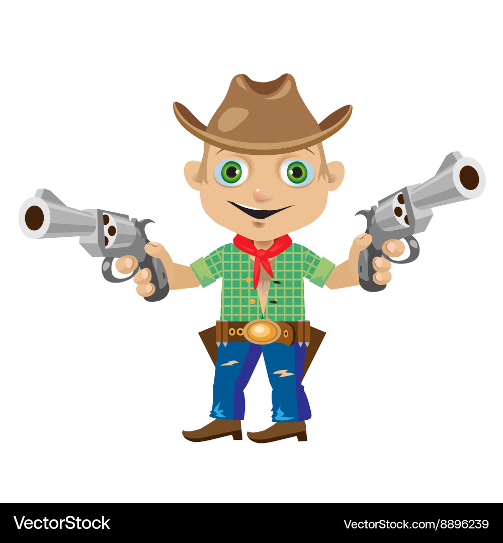 Man with two guns in wild west style vector image
