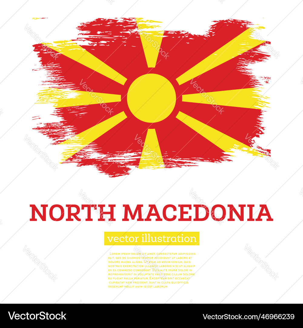 North Macedonia Flag - Brushstroke Effect Vector Image