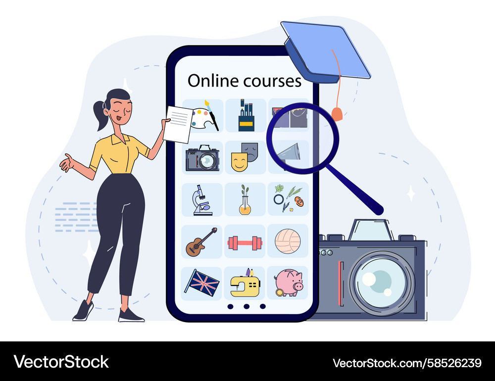 Online Learning App Interface Vector Image