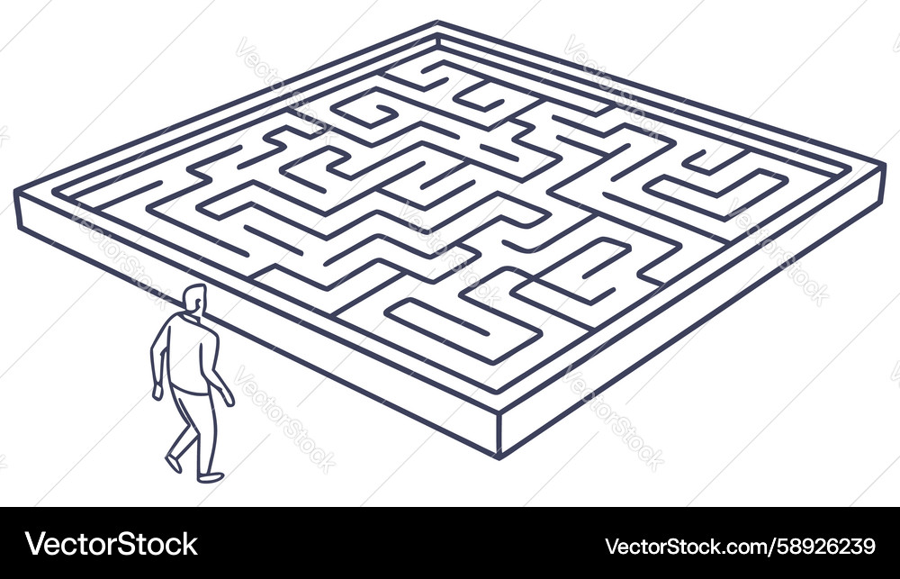 Overhead view of a maze puzzle solving concept Vector Image