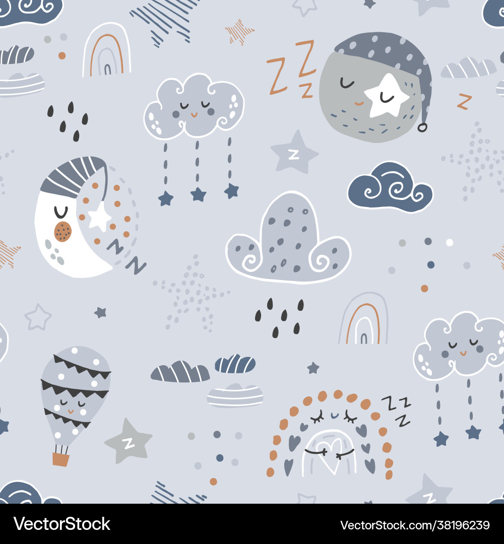 Seamless childish pattern with cute bears rainbow