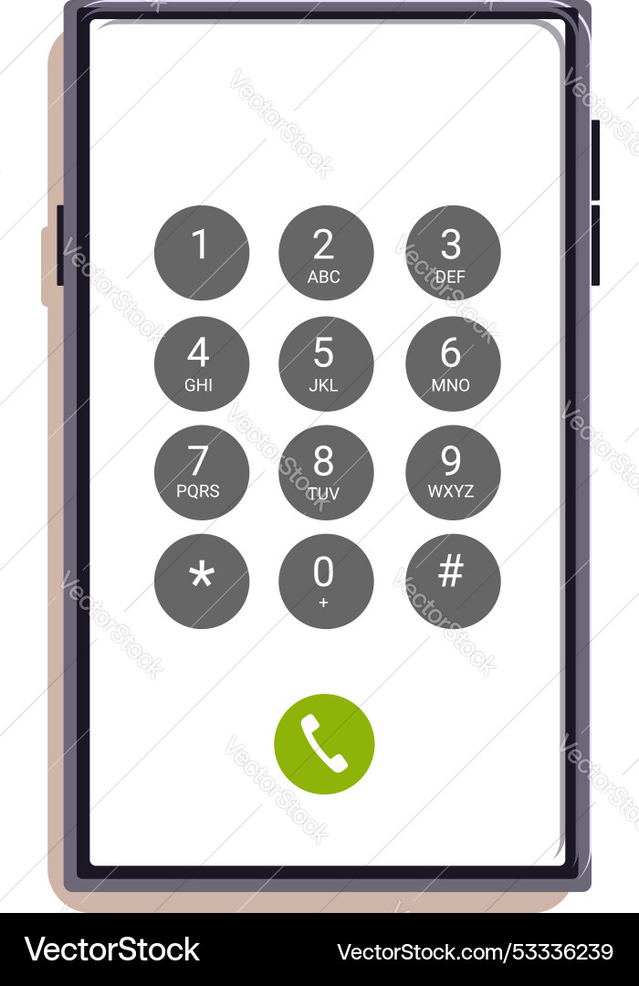 Smartphone showing keypad for entering phone Smartphone showing keypad for entering phone vector image