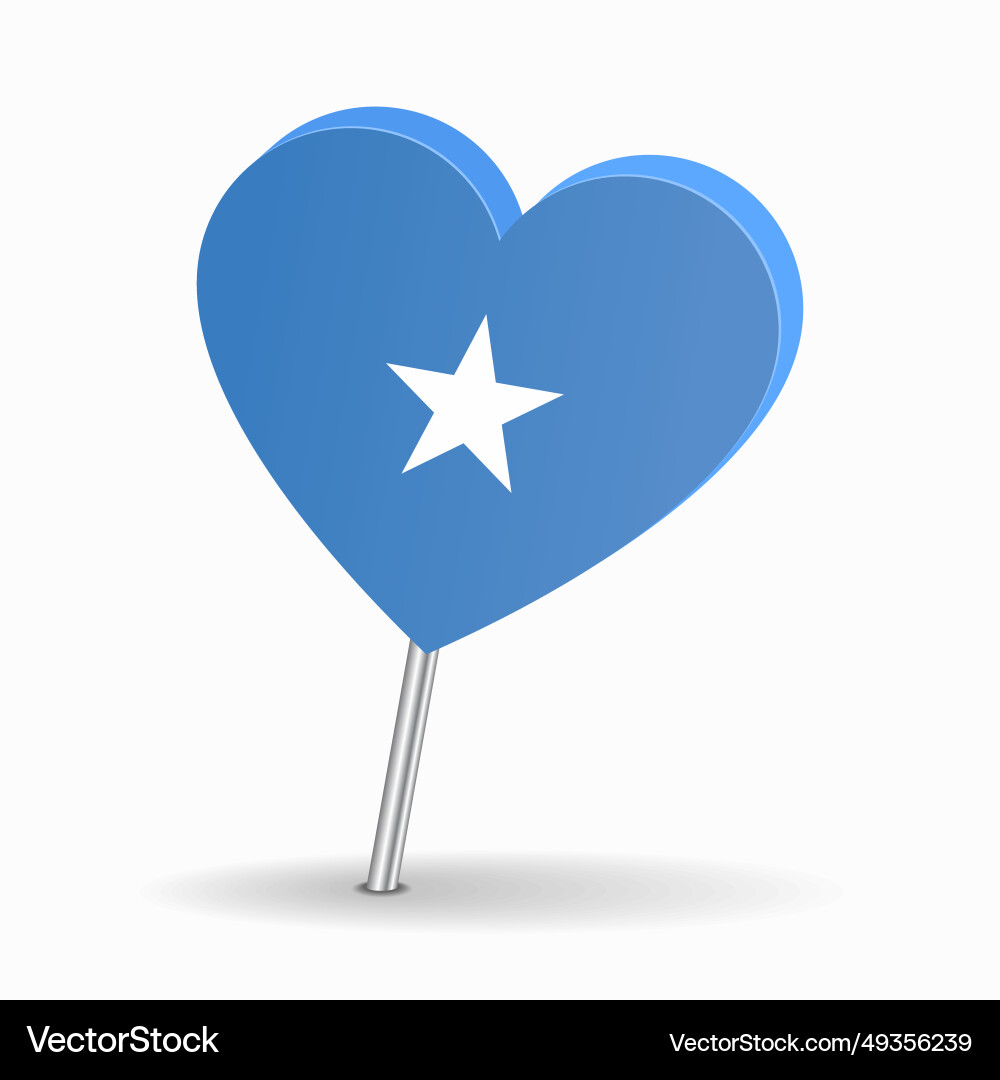 Somalian flag heart-shaped map pointer layout vector image