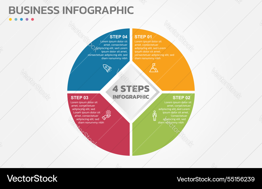 Visual data presentation cycle diagram with 4 Visual data presentation cycle diagram with 4 vector image