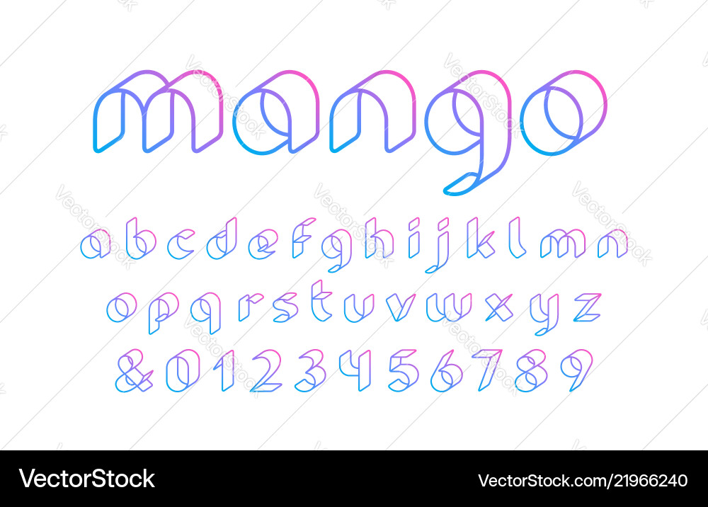 3D Linear Alphabet Font Vector Image
