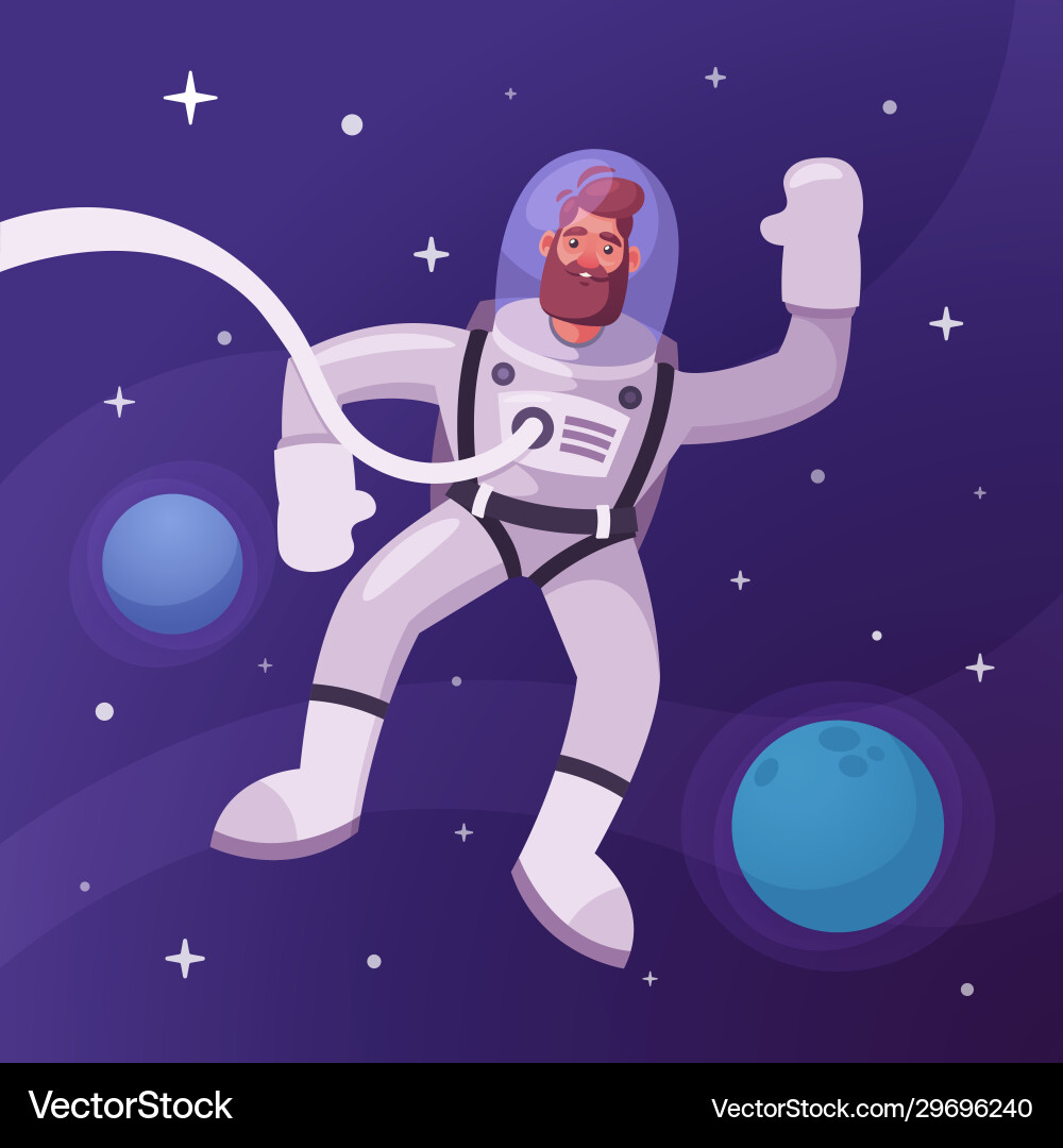 Astronaut character exploring outer space cartoon Vector Image