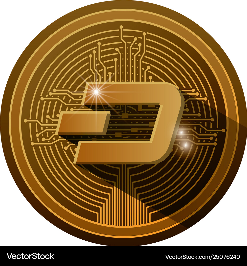 Cryptocurrency dash coin with circuit lines – Royalty-Free Vector |  VectorStock
