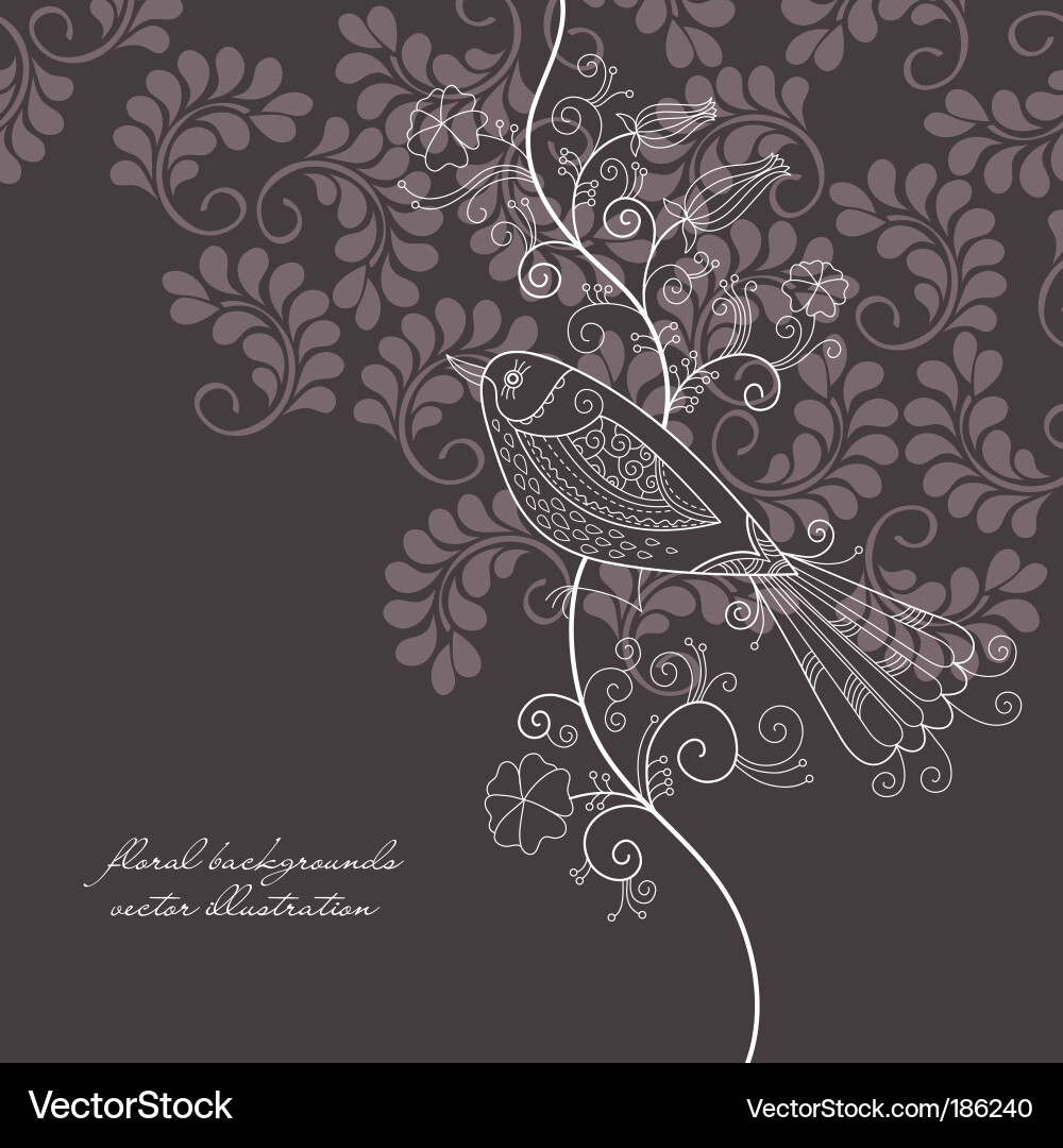 Floral Bird Background Vector Image