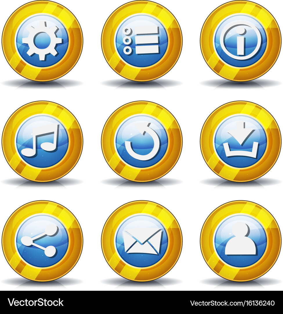 Gold icons for ui game vector image