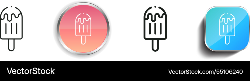 Ice cream icon thin linear regular and button Vector Image