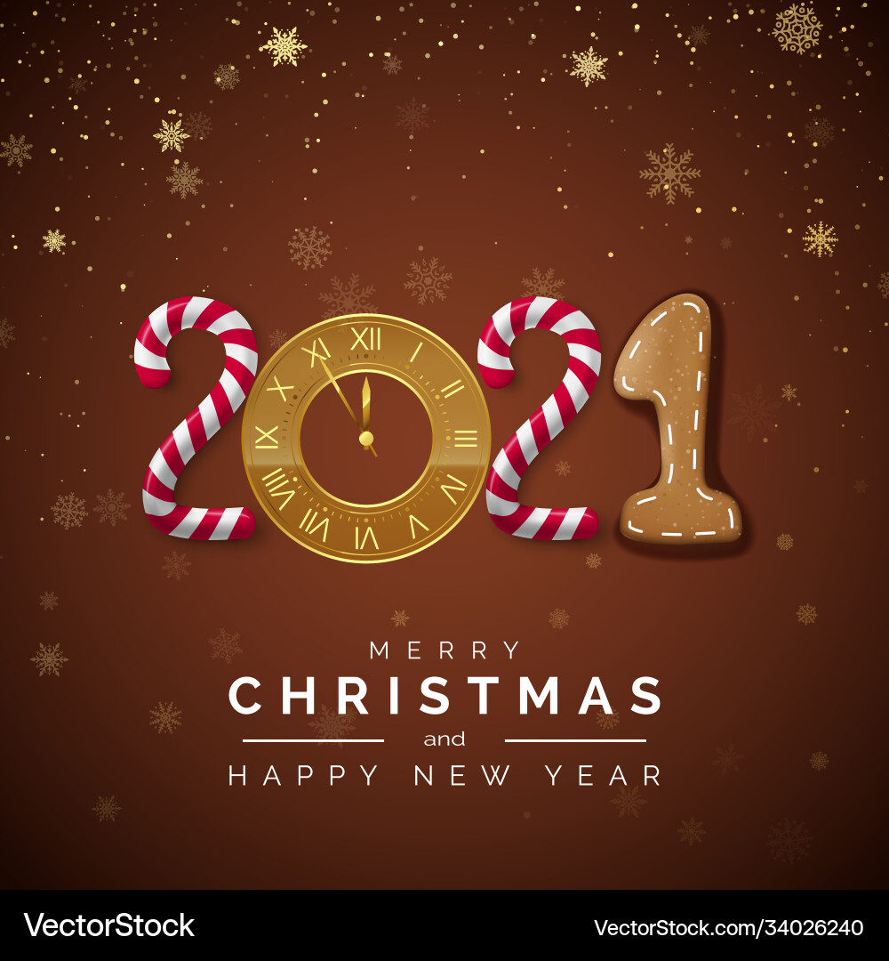 New year 2021 greeting card with lettering New year 2021 greeting card with lettering vector image