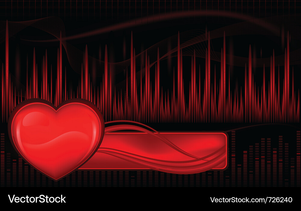 Pulse waves and heart Vector Image