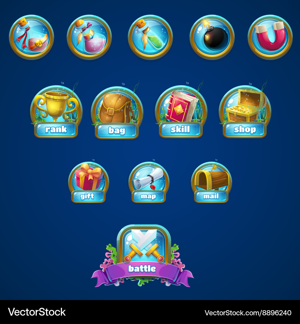 Set of different buttons boosters vector image