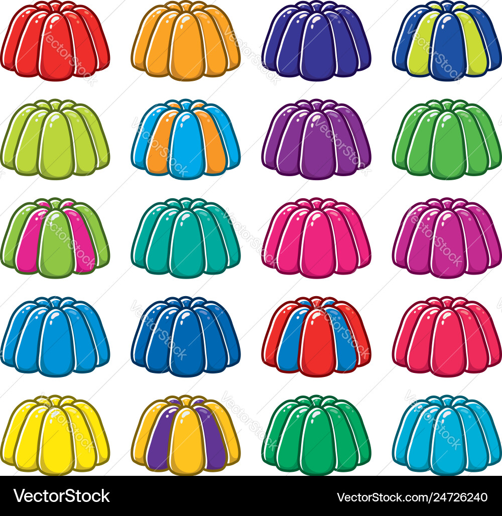 Set of fruit jelly mould gelatin puddings Set of fruit jelly mould gelatin puddings vector image