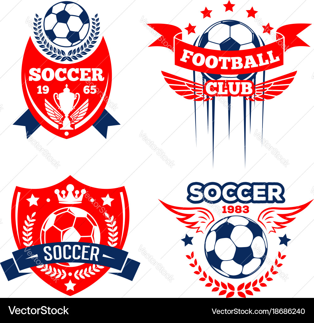 Soccer Badge Set - Trophy & Shield vector image
