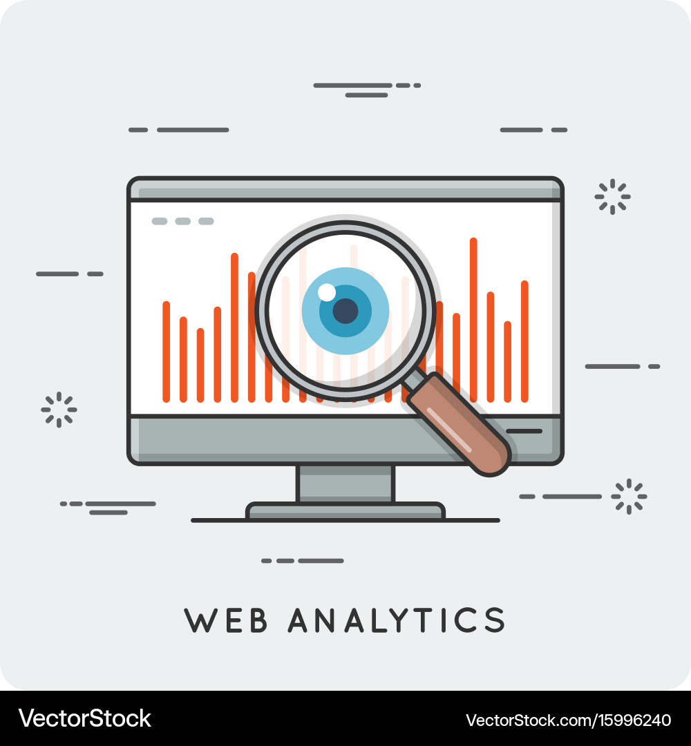 Web Analytics Thin Line Icons Vector Image