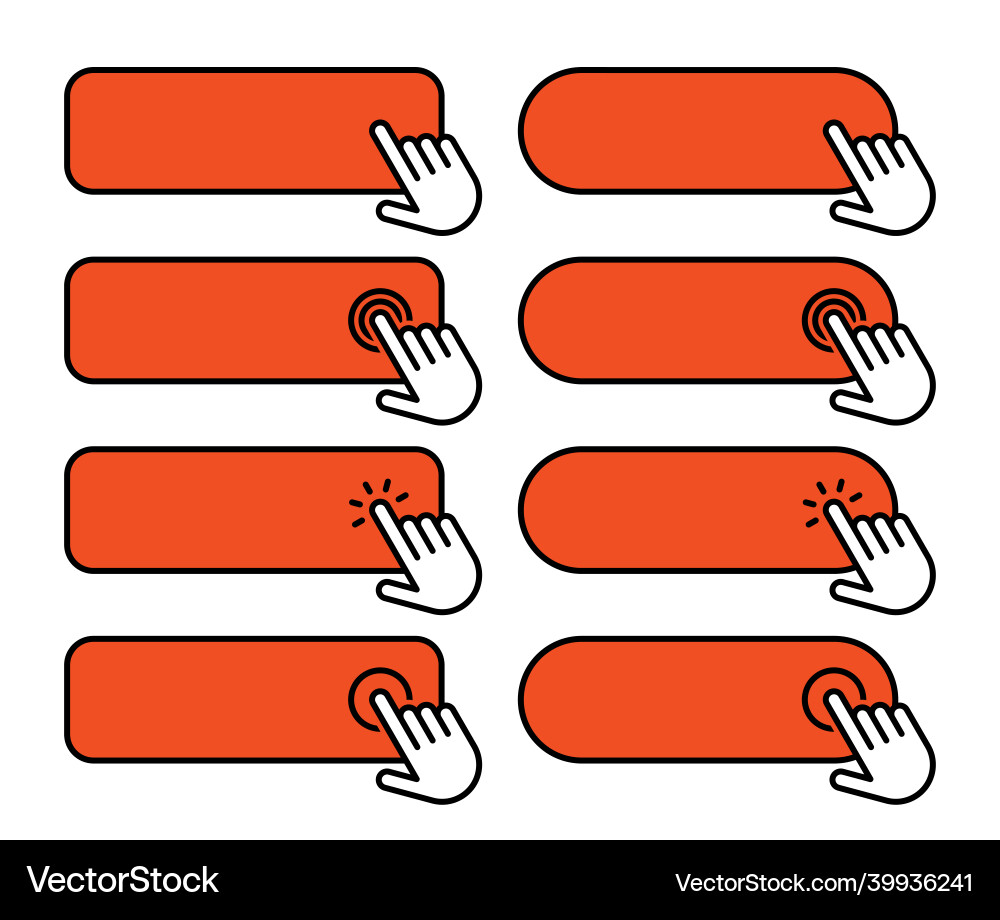 Click blank button with hand pointer clicking Vector Image