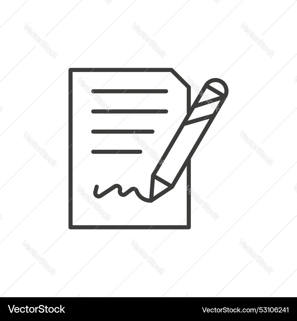 Contract line icon isolated on white background Vector Image
