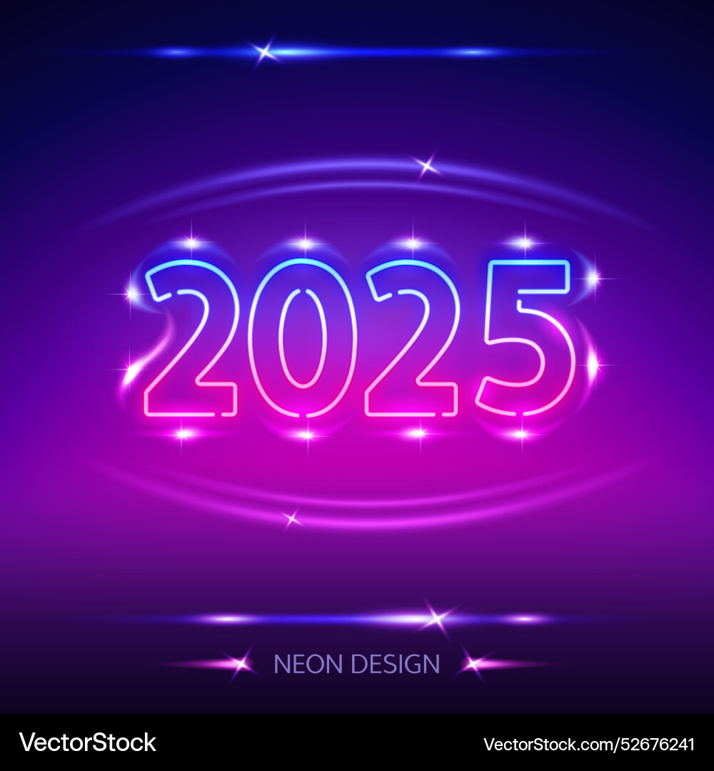 Happy new year 2025 neon sign Happy new year 2025 neon sign vector image
