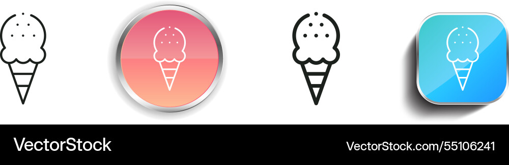 Ice cream icon thin linear regular and button Ice cream icon thin linear regular and button Vector Image