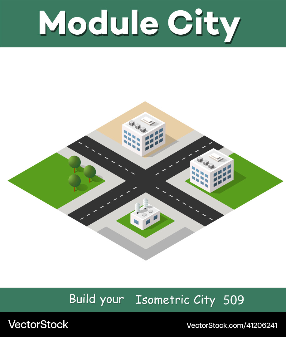 Isometric 3d block module of the district part Isometric 3d block module of the district part vector image