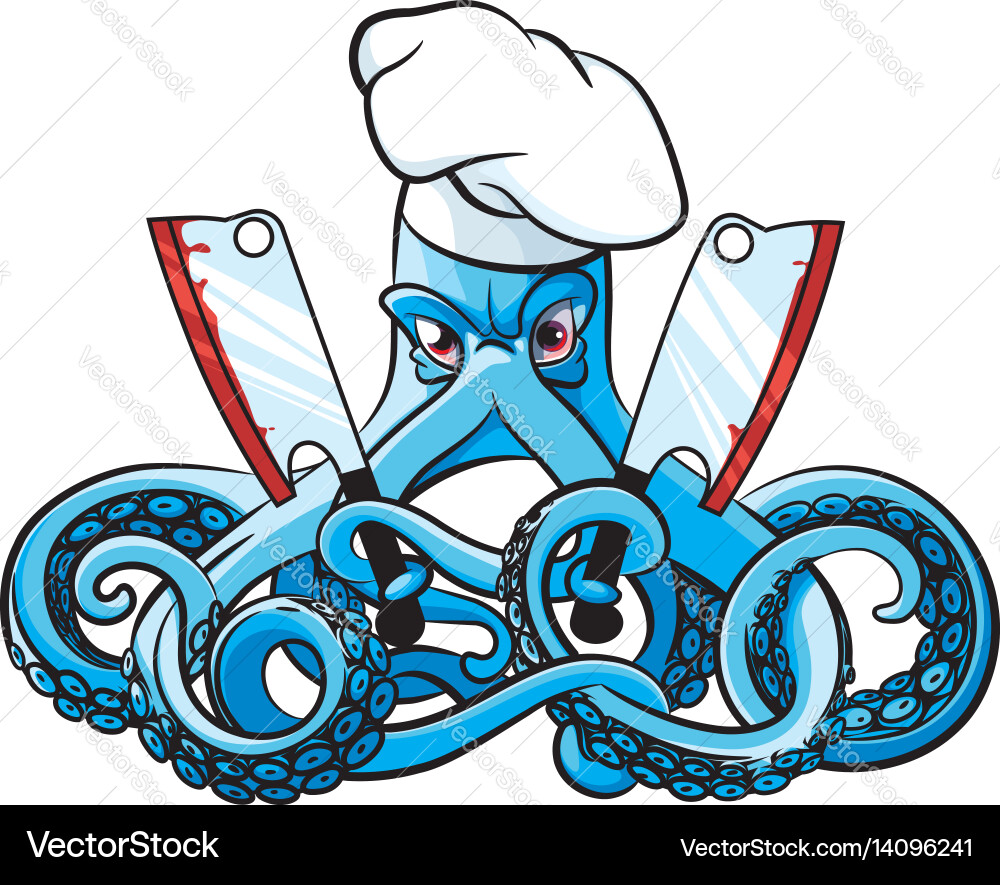 Mad Cook Octopus Vector Image