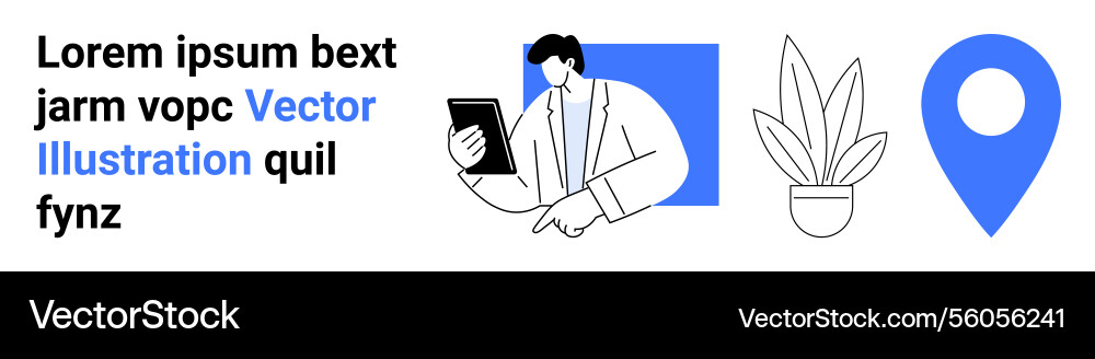 Professional man reading tablet alongside Professional man reading tablet alongside vector image