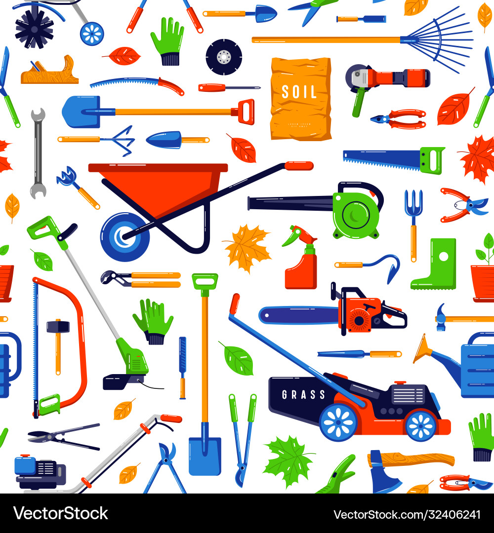 Seamless pattern with garden tools Seamless pattern with garden tools vector image