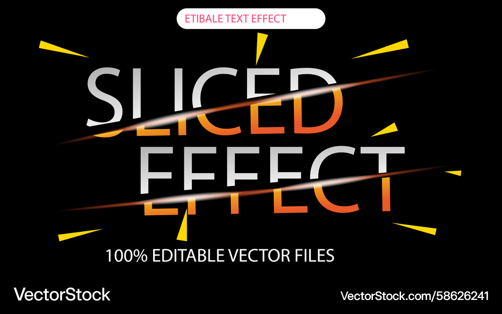 Sliced effect 3d editable text Sliced effect 3d editable text Vector Image
