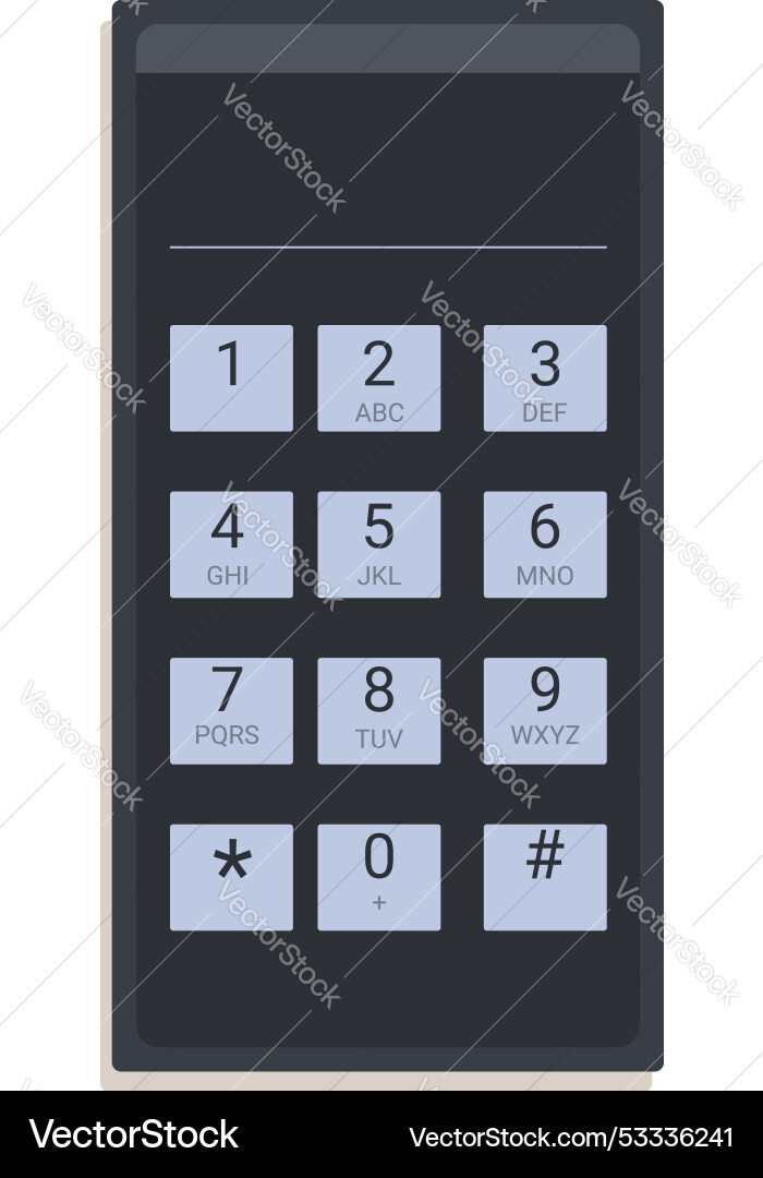 Smartphone showing numerical keypad with letters Smartphone showing numerical keypad with letters vector image