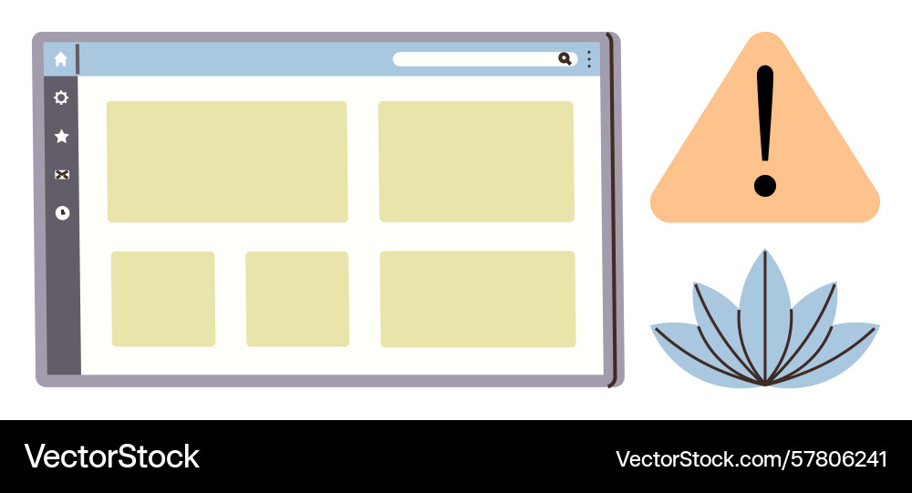 User interface layout with warning triangle Vector Image