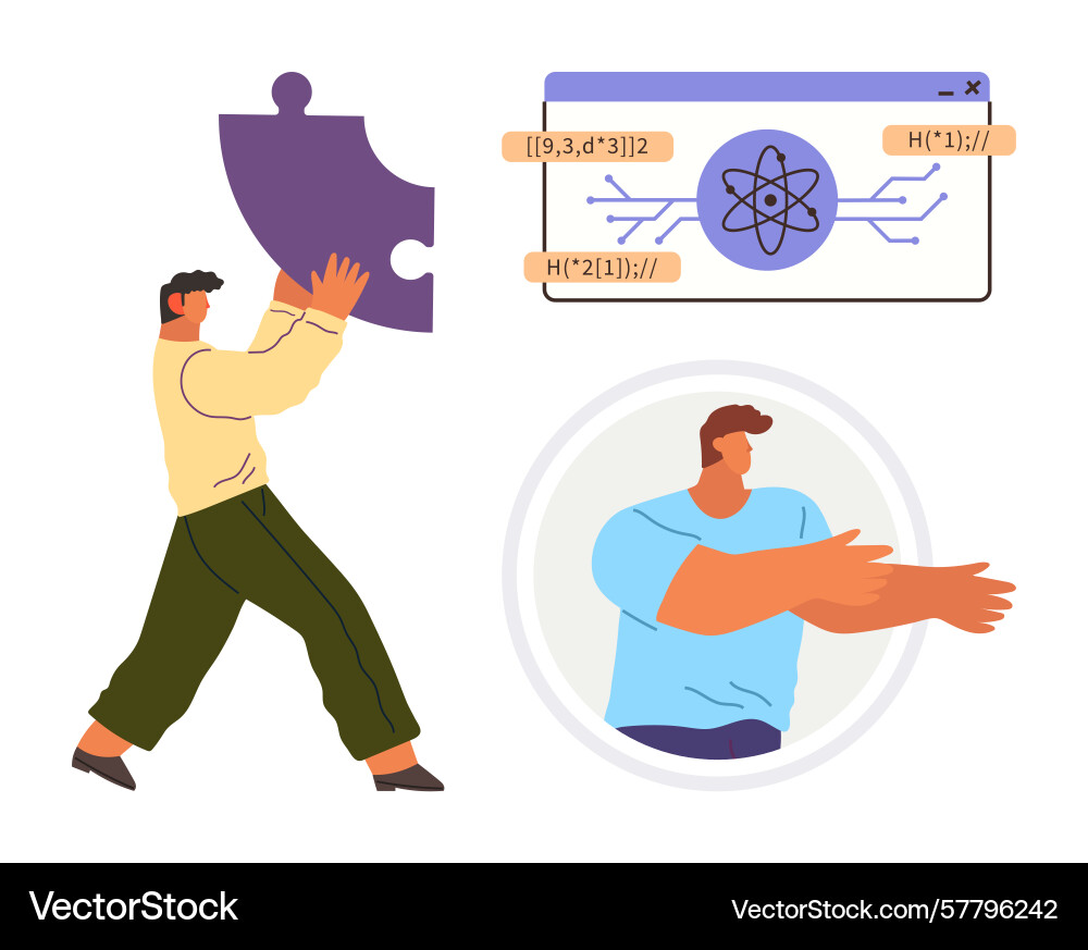 Collaboration and problem-solving in science vector image