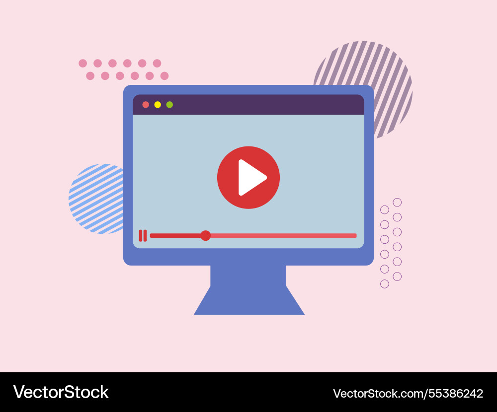 Computer monitor with play button icon element Computer monitor with play button icon element vector image