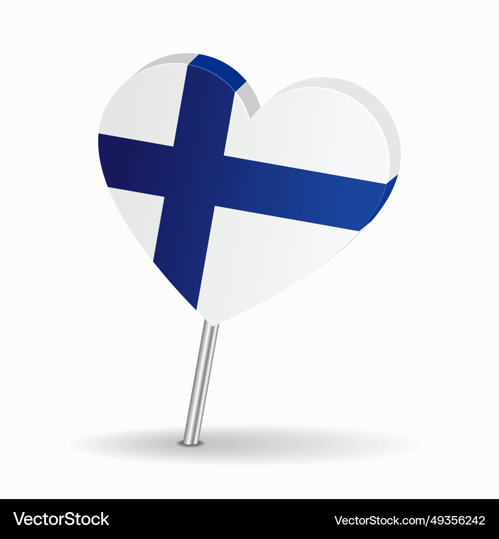Finnish flag heart-shaped map pointer layout Vector Image