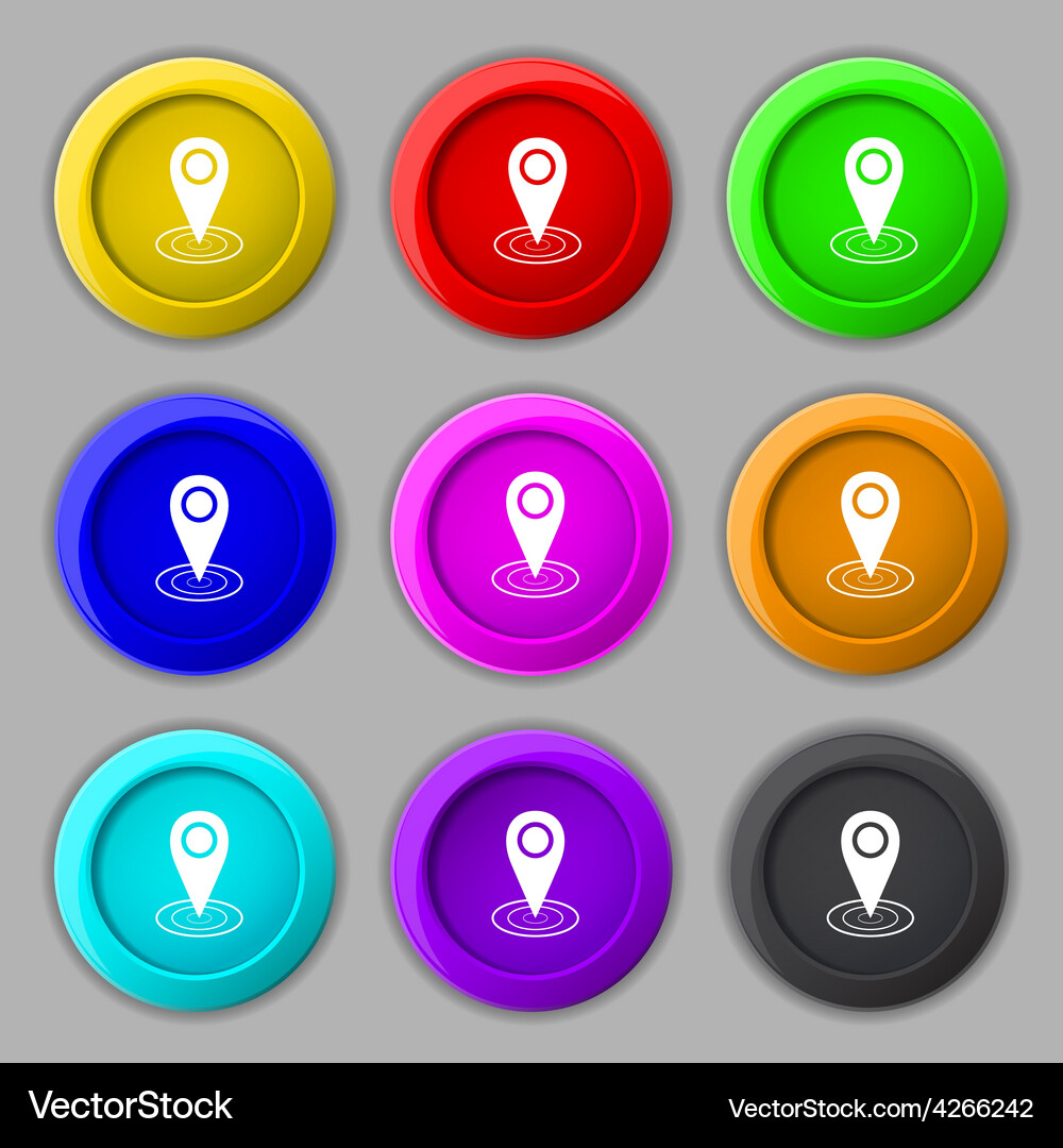 Map pointer icon sign symbol on nine round Vector Image