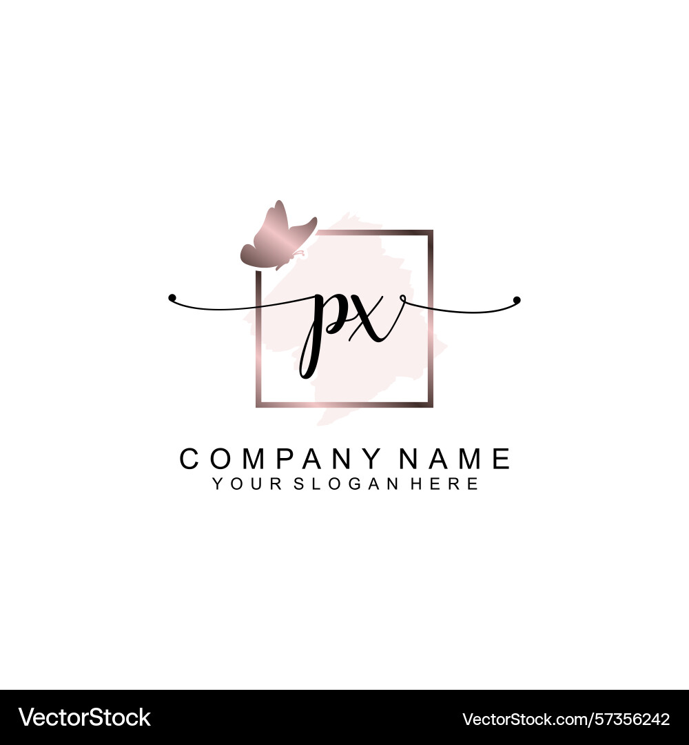 Minimalist handwritten px initial logos with soft Vector Image