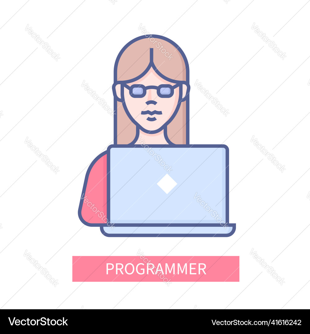 Programmer - modern colored line design style icon Programmer - modern colored line design style icon Vector Image