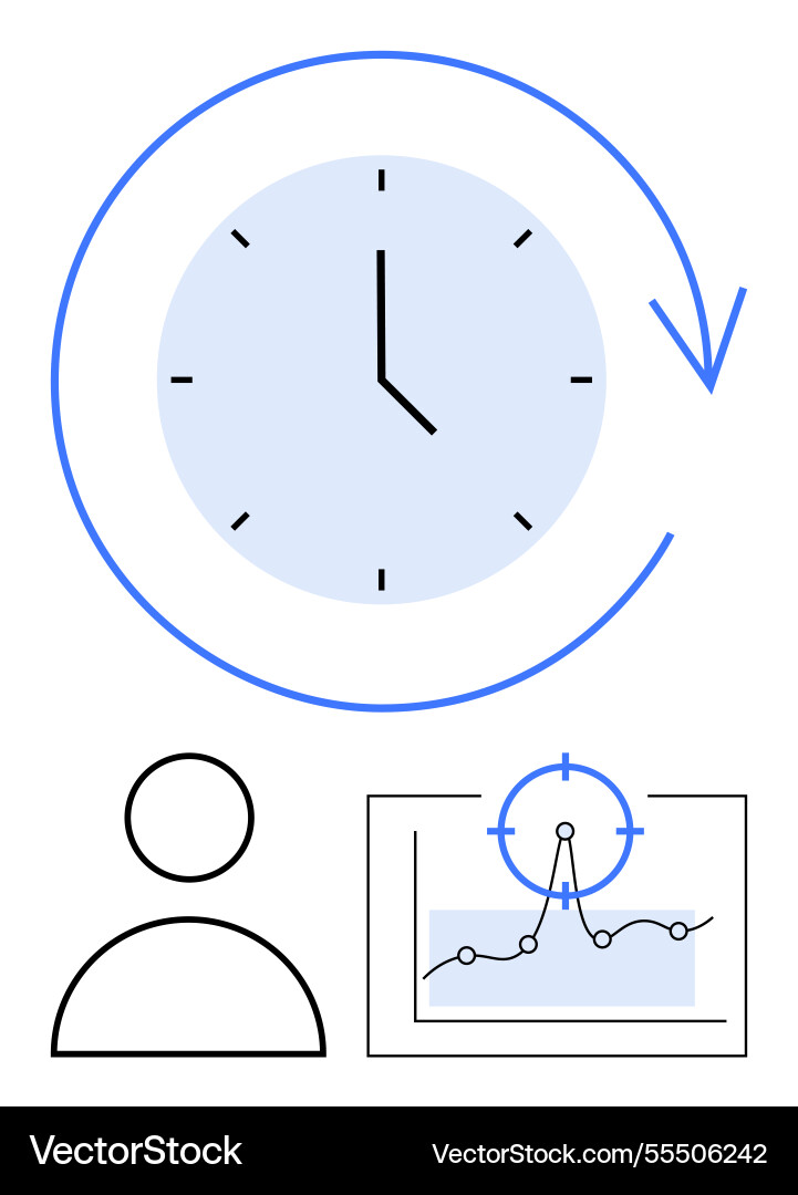 Time management concept with clock analytics Time management concept with clock analytics vector image