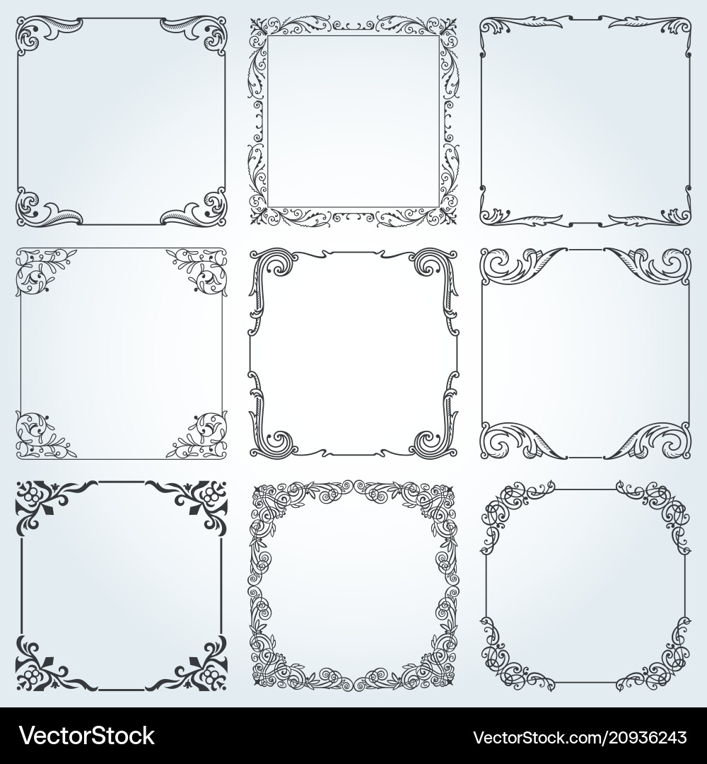 Decorative frames and borders square set Decorative frames and borders square set vector image