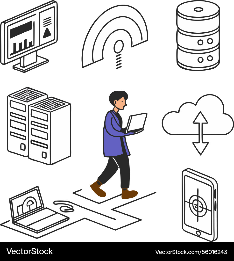 Digital connectivity and cloud computing in modern Vector Image